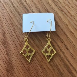 Gold earrings heart spade diamond club